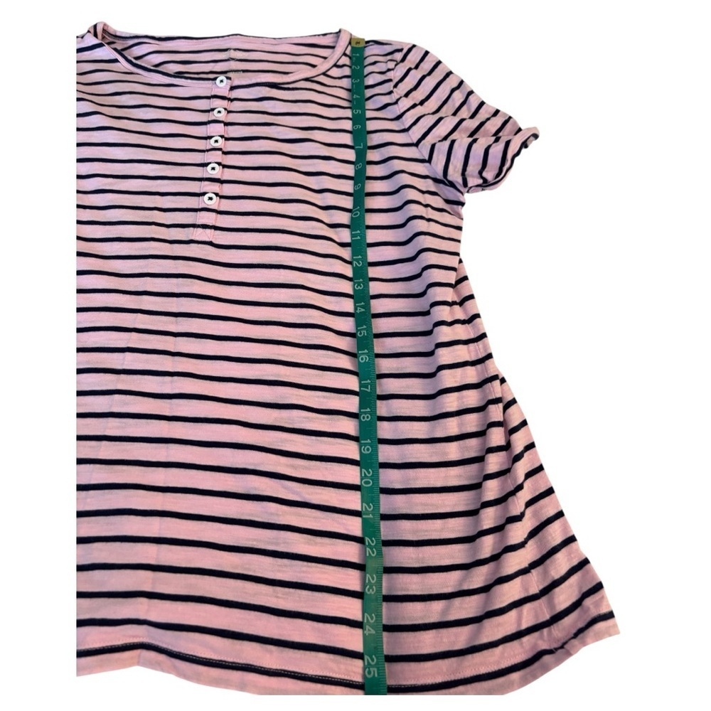 St. John’s Bay Pink Striped Women's Short Sleeve Cotton Top Size Large - Picture 9 of 9